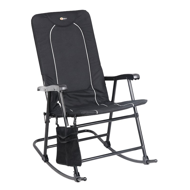 Faulkner 49597 Foldable Rocker Chair Steel Tubing With Polyester Fabric Black