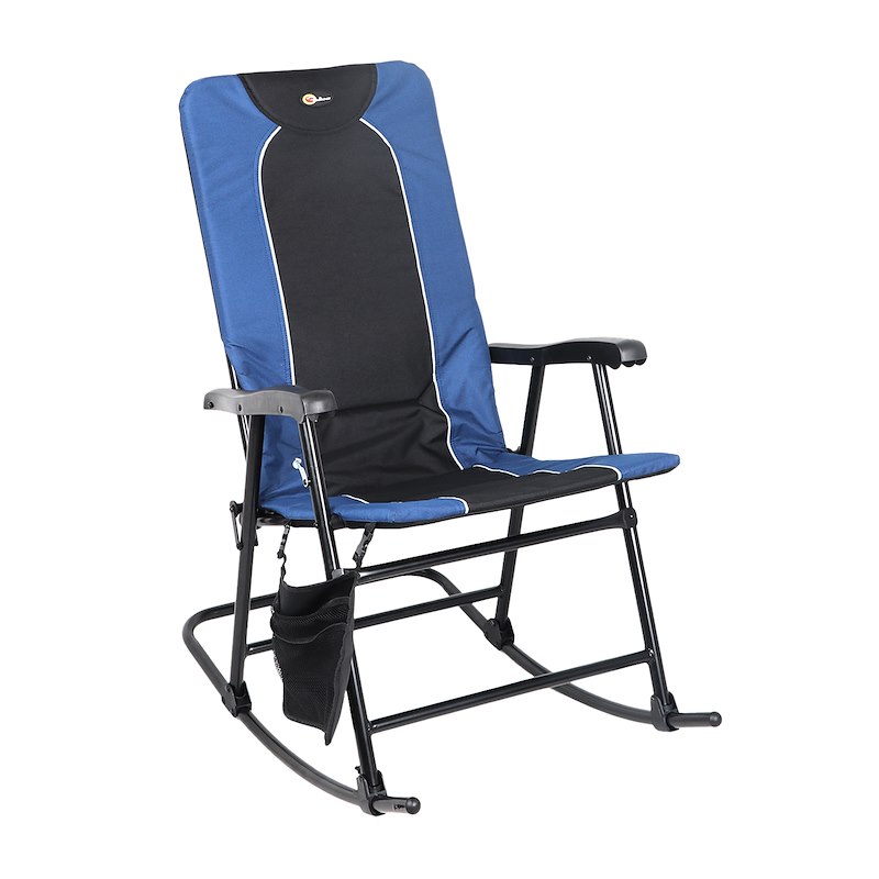 Faulkner 49598 Foldable Rocker Chair Steel Tubing Polyester Fabric Blue/ Black