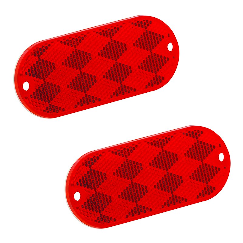 Bargman 71-78-010 Red Stick-On/Screw Oblong Reflector - 2Pk