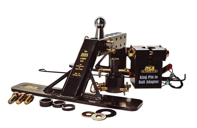 NSA RV Z-6000 Zeus 28K Gooseneck to Fifth Wheel Hitch w/ King Pin Adapter