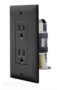 Rv Designer S Black Self Contained Dual Receptacle Outlet W Cover