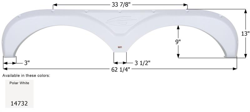 Icon 14732 Gulf Stream Polar White Tandem Axle Fender Skirt