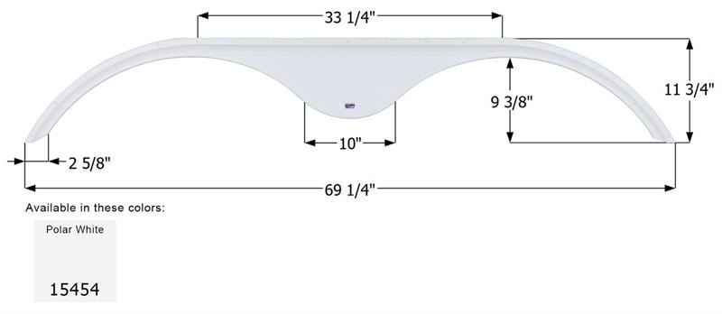 Icon 15454 KZ Polar White Tandem Axle Fender Skirt