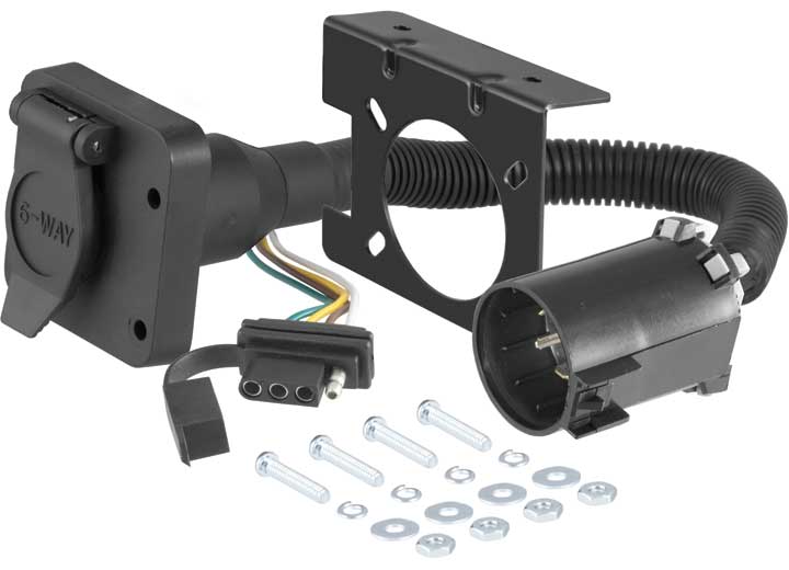 Curt 55664 Trailer Wiring Connector Vehicle End With 4 Way Flat and 6 Round Connections